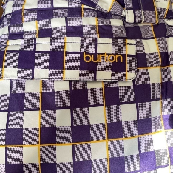 Burton:The White Collection Women’s Purple Plaid Snow Pants Sz Large - Picture 2 of 3